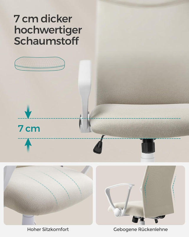 Bürostuhl ergonomisch höhenverstellbar gepolstert cappuccinobeige