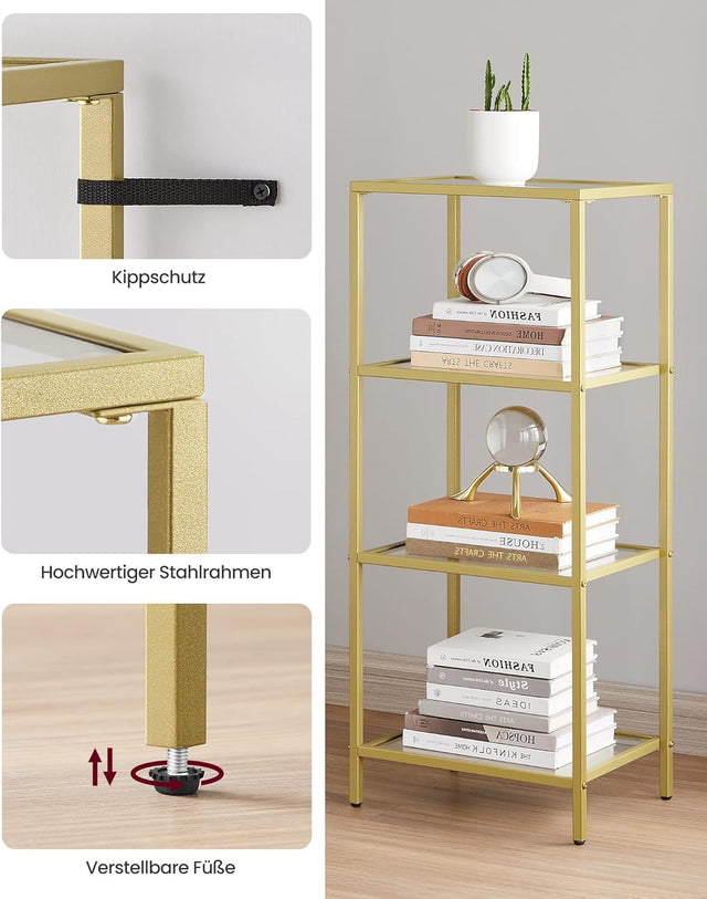 Regal mit 4 Ablagen Goldfarben