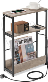 Beistelltisch mit Ladefunktion Greige-Schwarz