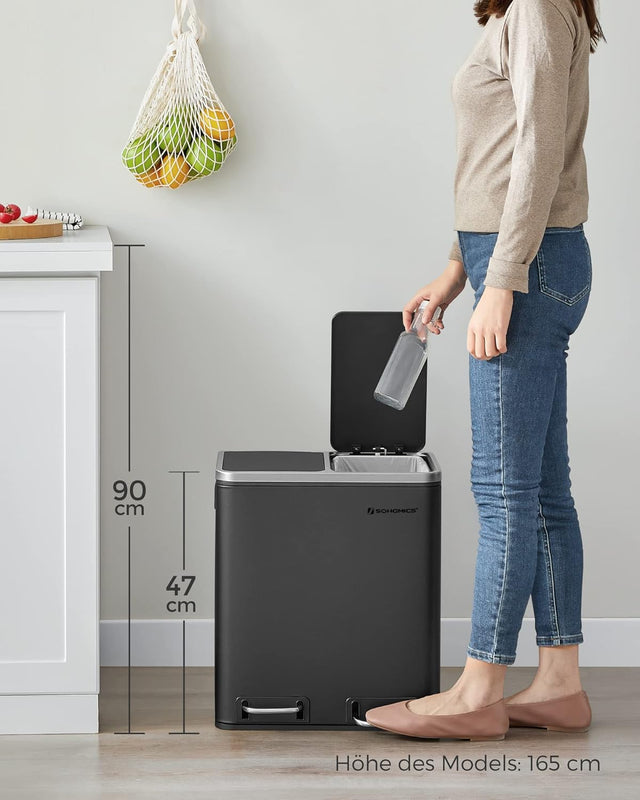 Mülleimer Küche Mülltrennsystem Softclose Tintenschwarz