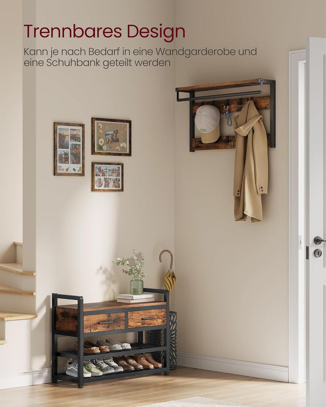 Garderobenständer mit Schuhbank Vintagebraun
