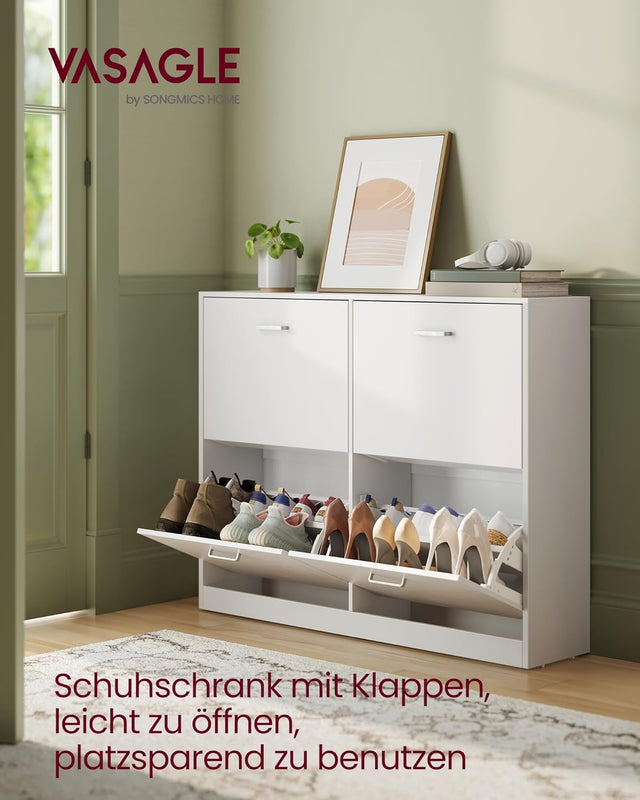 Schuhschrank Klappen Verstellbar Schuhregal Schneeweiss