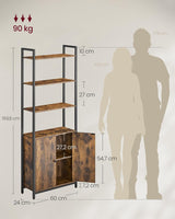 Bücherregal Standregal Metallrahmen Verstellbar Vintagebraun von Songmics