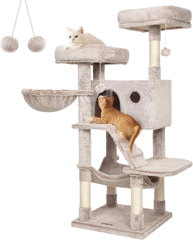 Kratzbaum gross für Katzen Ombré-Braun-Weiss