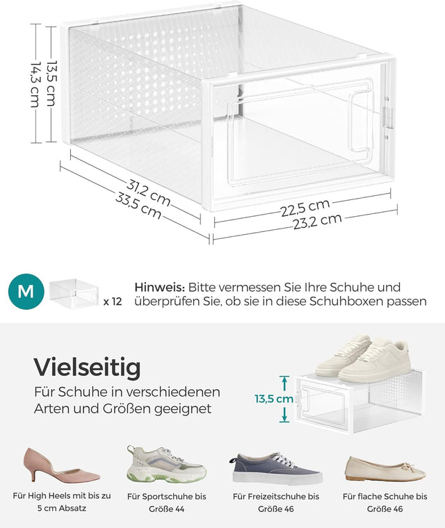 Schuhboxen Set stapelbar Kunststoff transparent-weiss von Songmics
