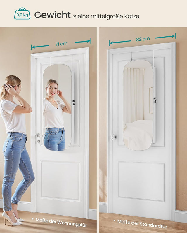 Schmuckschrank Spiegelschrank LED Beleuchtung abschliessbar Weiss