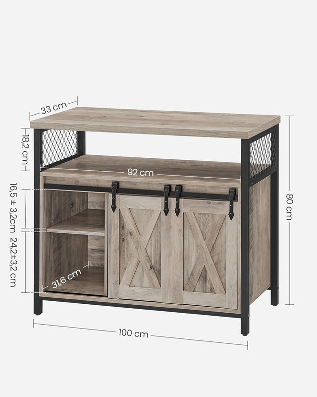 Sideboard Landhausstil Verstellbare Ablagen Wohnzimmer Greige