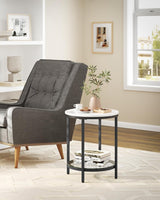 Beistelltisch mit 2 Ebenen marmorweiss