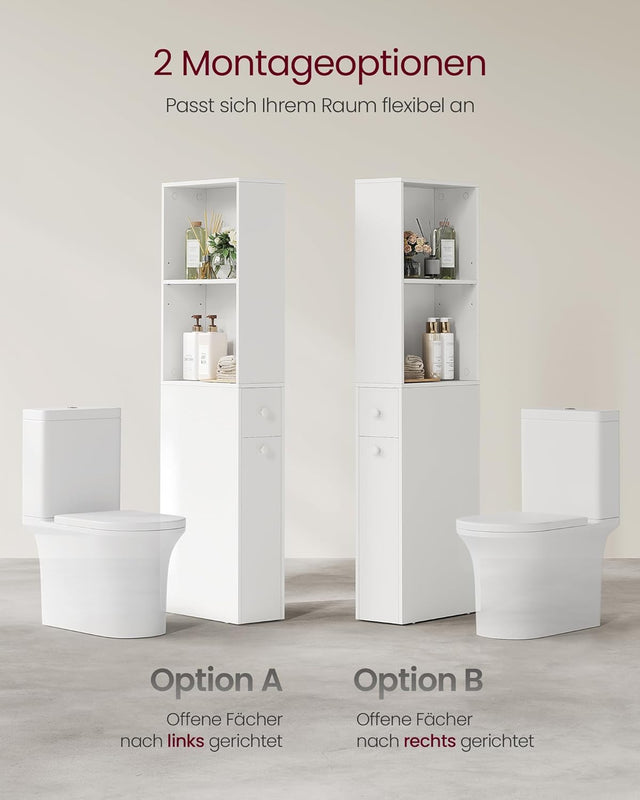 Badezimmerschrank Hochschrank freistehend klassikweiss