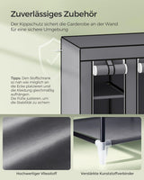 Kleiderschrank mit Ablagen und Stange Grau