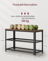 Schuhbank Metallgestell Industrie-Design vintagebraun von Songmics