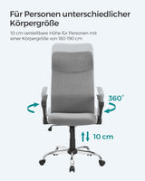 Bürostuhl ergonomisch höhenverstellbar gepolstert grau