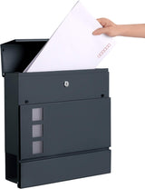 Briefkasten XXL mit Zeitungsfach abschliessbar Anthrazit
