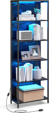 Bücherregal mit LED-Beleuchtung Ebenholzschwarz