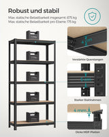 Schwerlastregale Stahlgestell Verstellbare Ablagen, 40 x 90 x 180 cm, Schwarz