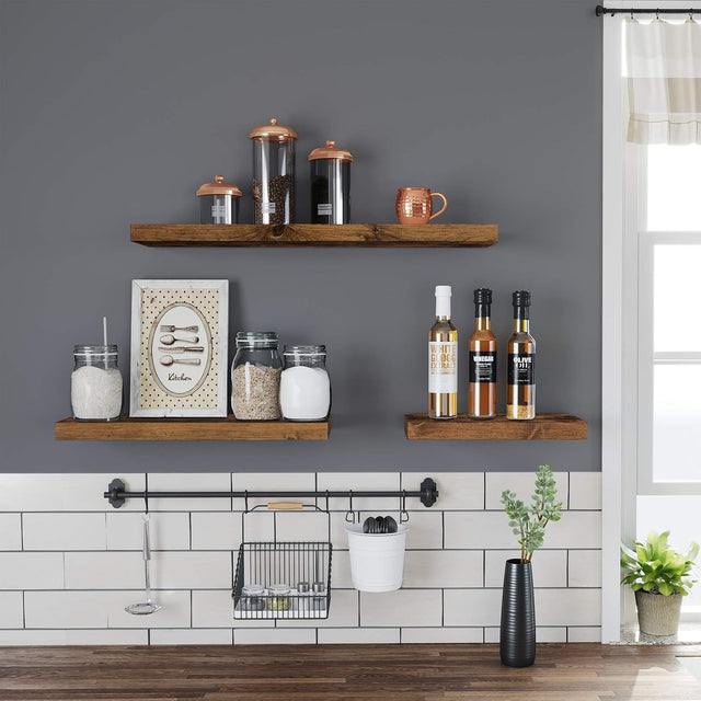 Wandregal rustikal Braun 20x80 cm von Songmics