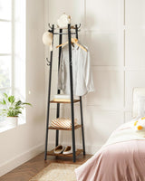 Garderobenständer mit Ablagen Vintagebraun-Schwarz