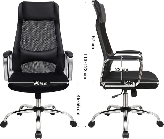 Bürostuhl Ergonomisch Höhenverstellbar Atmungsaktiv Schwarz