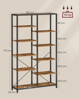 Bücherregal 5 Ebenen Standregal Vintagebraun Schwarz von Songmics