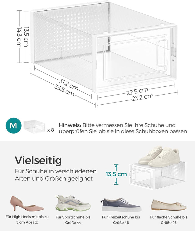 Schuhboxen Set Organizer Faltbar Stapelbar Transparent