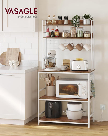 Küchenregal Steckdosen Mikrowellenregal Haken Walnussbraun