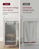 Wäschekorb mit 2 Fächern und Ablage, cremeweiss-mattweiss von Songmics