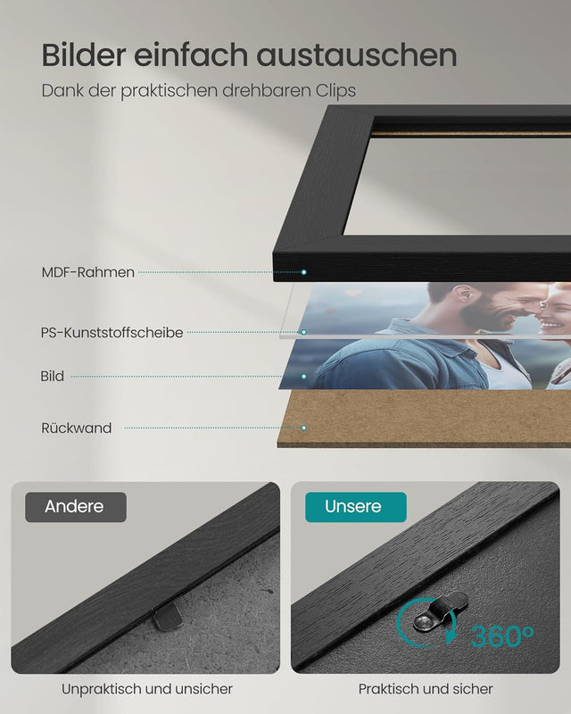 Bilderrahmen Set für Fotos, Schwarz