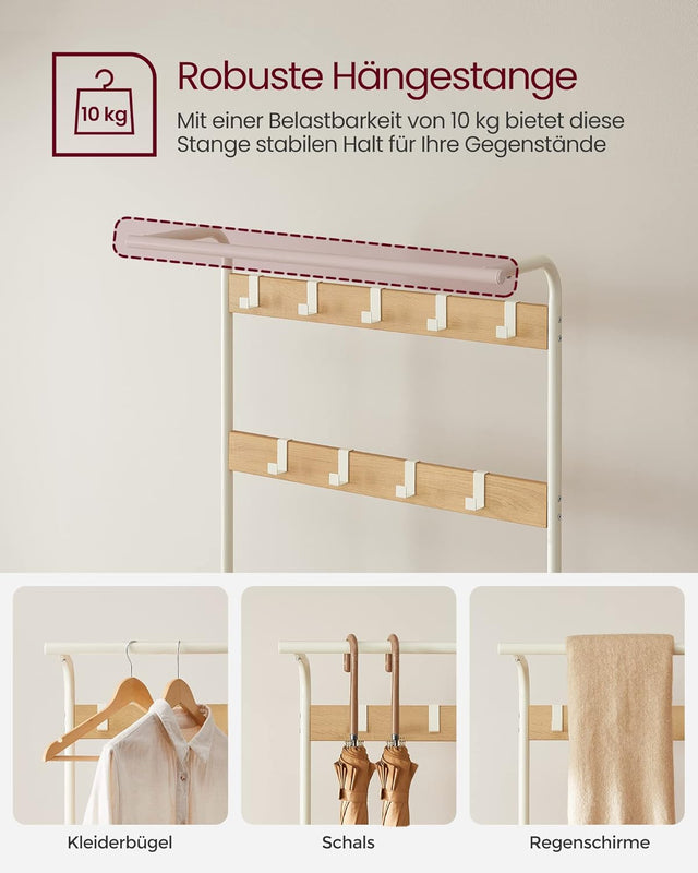 Garderobenständer mit Schuhbank Eichenfarben Weiss