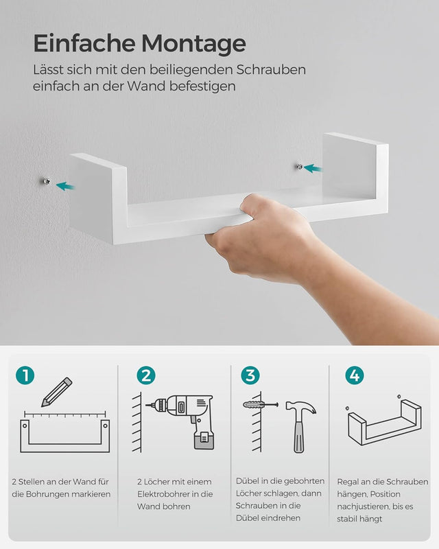 Wandregal Set Schweberegal Hochglanz Weiss von Songmics