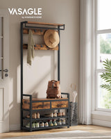 Garderobenständer mit Schuhbank Vintagebraun