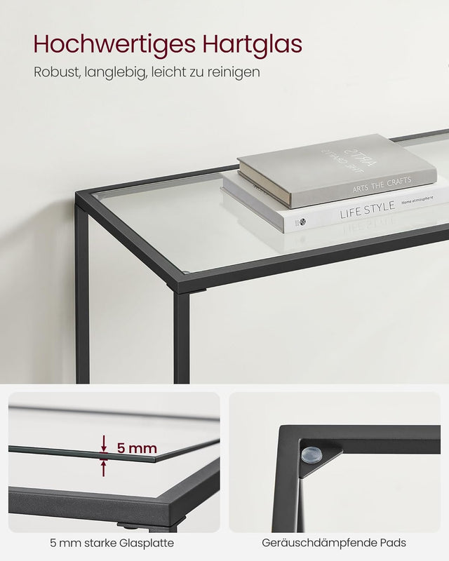 Konsolentisch Hartglas Modern Verstellbar Wohnzimmer Schwarz