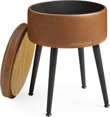 Sitzhocker mit Stauraum rund karamellbraun von Songmics