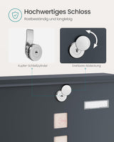 Wandbriefkasten Schloss Sichtfenster Zeitungsfach Anthrazitgrau