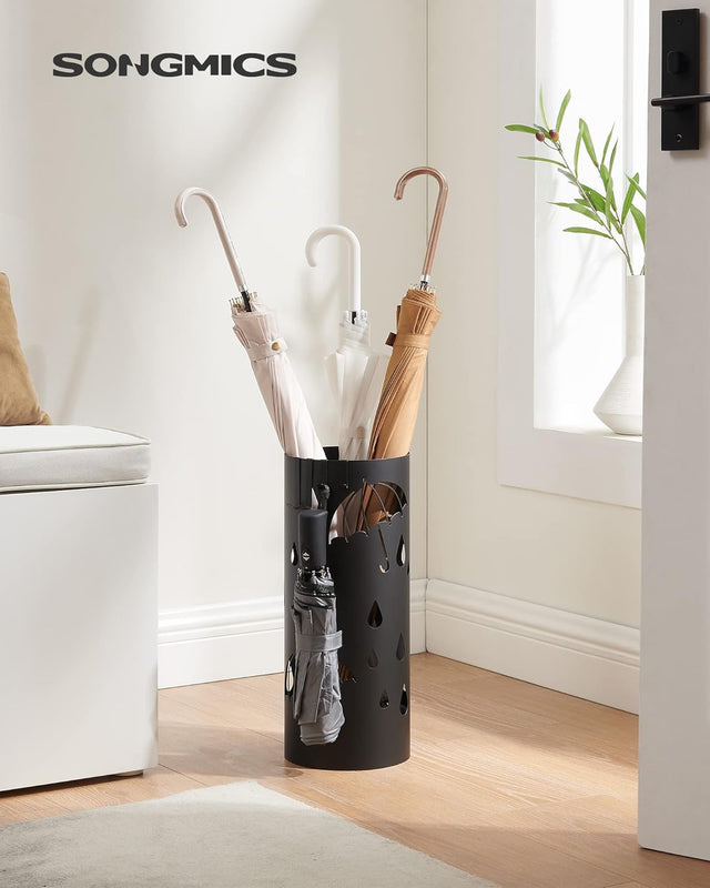 Regenschirmständer Metall Rund Muster Regenschirme Schwarz von Songmics