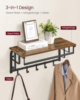 Wandgarderobe mit Aufbewahrungsregal 66cm rustikal Braun von Songmics