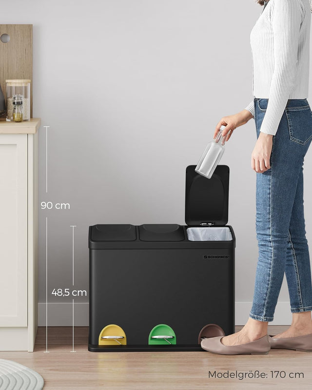 Mülleimer Küche 45L Treteimer Tintenschwarz