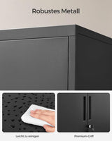 Aktenschrank abschliessbar Stahl Mehrzweckschrank Mattschwarz von Songmics