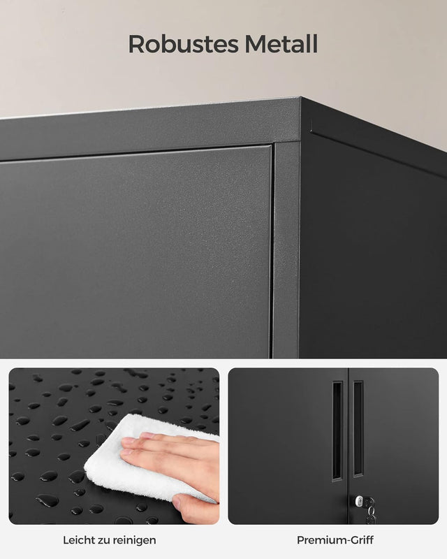 Aktenschrank abschliessbar Stahl Mehrzweckschrank Mattschwarz von Songmics