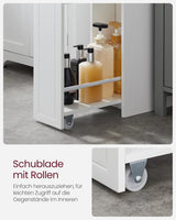 Badezimmerschrank schmal mit Schubladen weiss