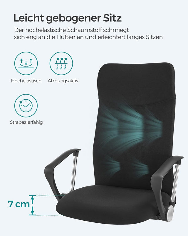 Bürostuhl ergonomisch höhenverstellbar gepolstert schwarz