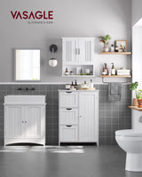 Badezimmerschrank mit 3 Schubladen und Tür Weiss