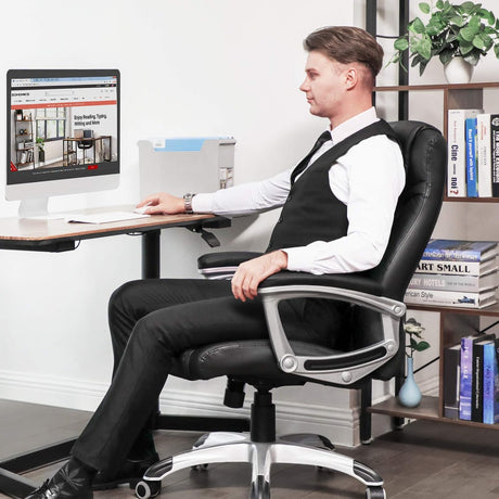 Bürostuhl Ergonomisch Höhenverstellbar Stabil Schwarz von Songmics