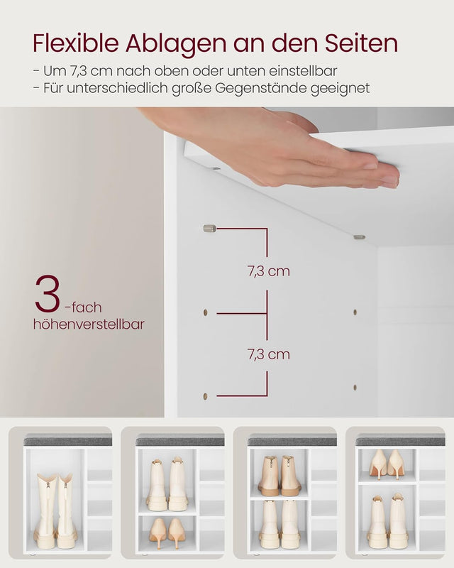 Schuhbank Stauraum Sitzfläche Verstellbar Weiss Grau