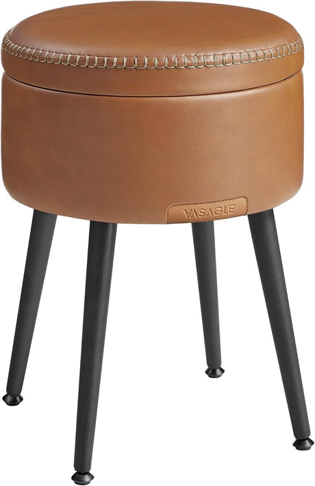 Sitzhocker mit Stauraum rund karamellbraun von Songmics