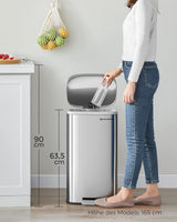 Mülleimer Küche 30L Softclose silbern