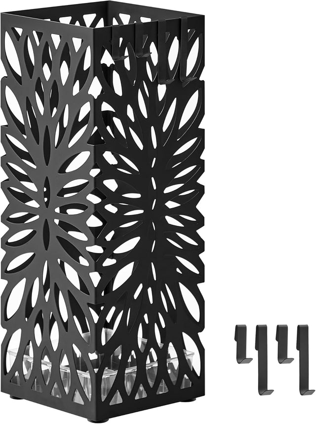 Regenschirmständer quadratisch Metall mit Haken 41cm hoch schwarz von Songmics