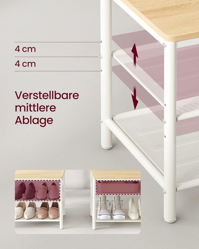 Kleiderständer Garderobe mit Spiegel Sitzbank Eiche Weiss von Songmics