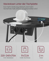 Beistelltisch mit Steckdose, Stauraum, schiefergrau