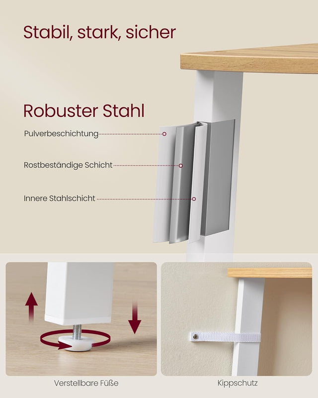 Eckregal Industrial-Design mit Stahlrahmen Natureichenfarben