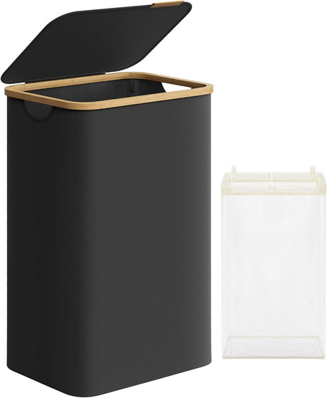 Wäschekorb zusammenklappbar mit Deckel tintenschwarz von Songmics